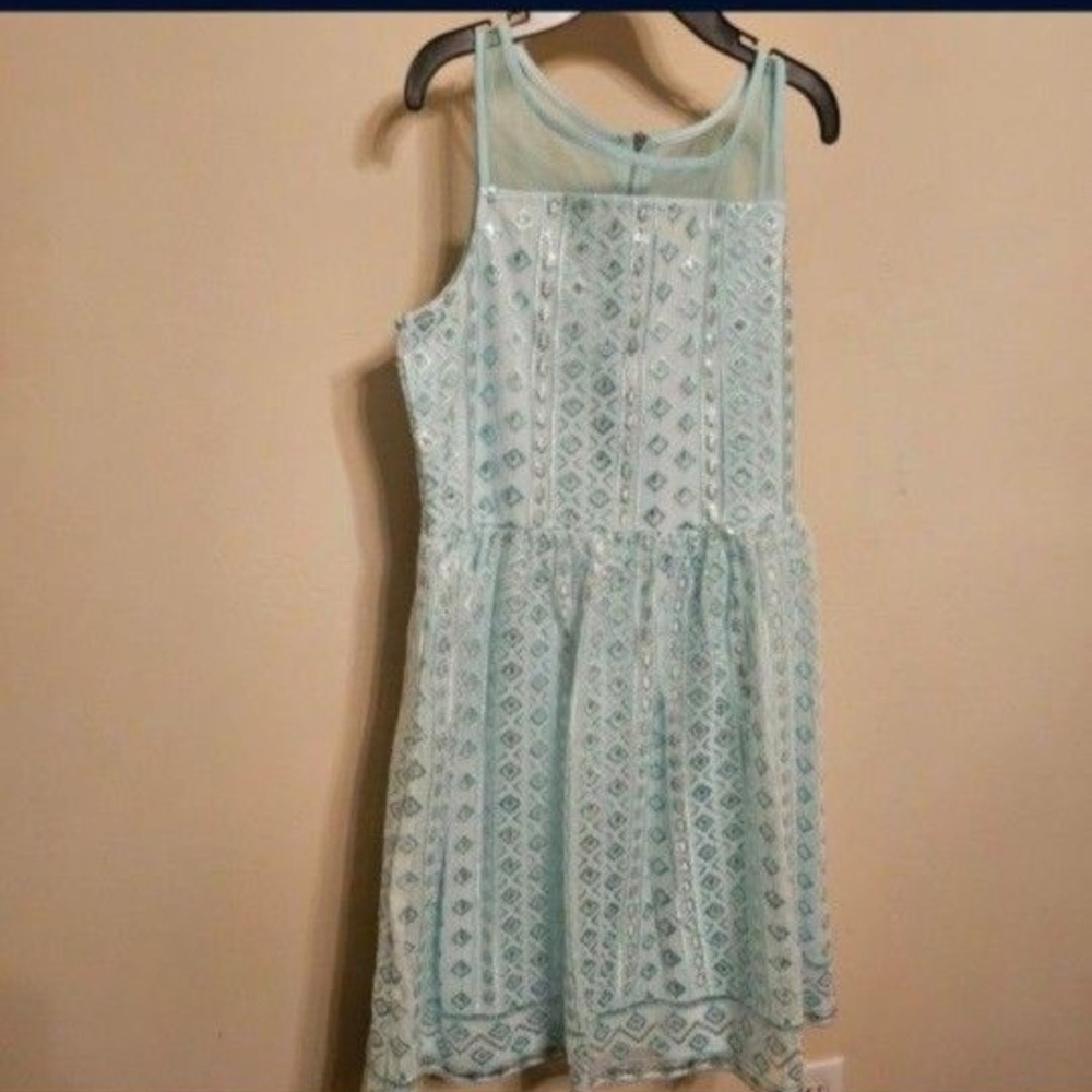 Green Scoop Neck Sleeveless dress for Girls Size 16